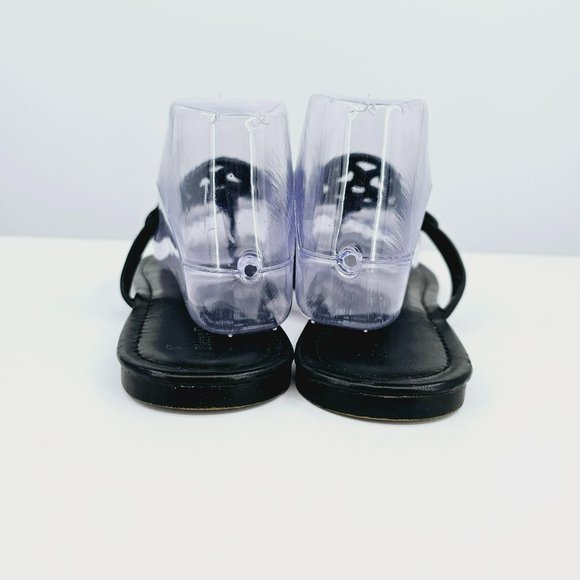 Pierre Dumas Limit Flat Slip On Thong Flip Flops Sandals 10 M Black Faux Leather - Picture 7 of 13